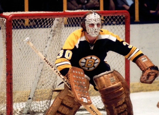 Gerry Cheevers with the Boston Bruins